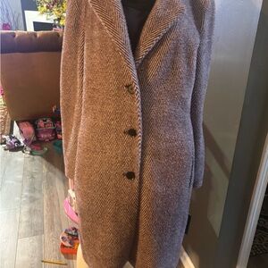 DKNY Women's Herringbone Teddy Jacket - Brown